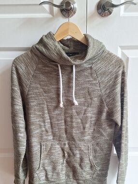 Derek Heart Olive Cowl Neck Pullover Hoodie Sweater